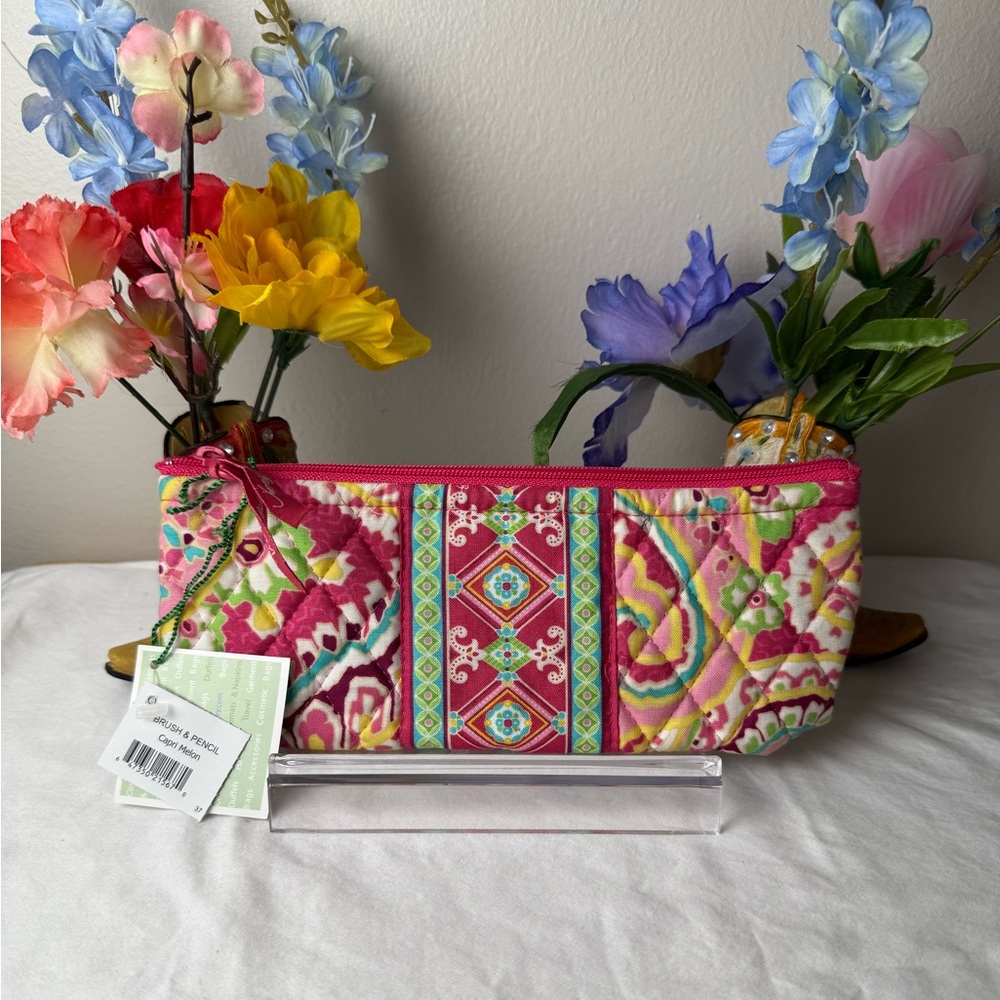 NWT Vera Bradley Capri Melon Brush and Pencil Case RETIRED PATTERN